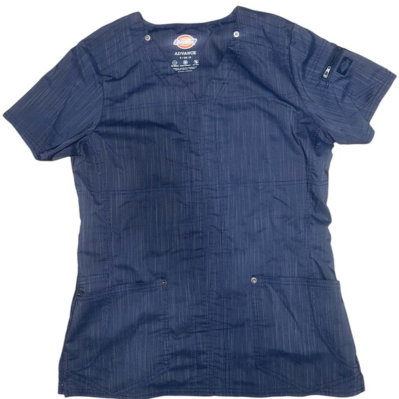 Dickies Advance Medical Scrub Top two tone denim Small - Picture 4 of 6